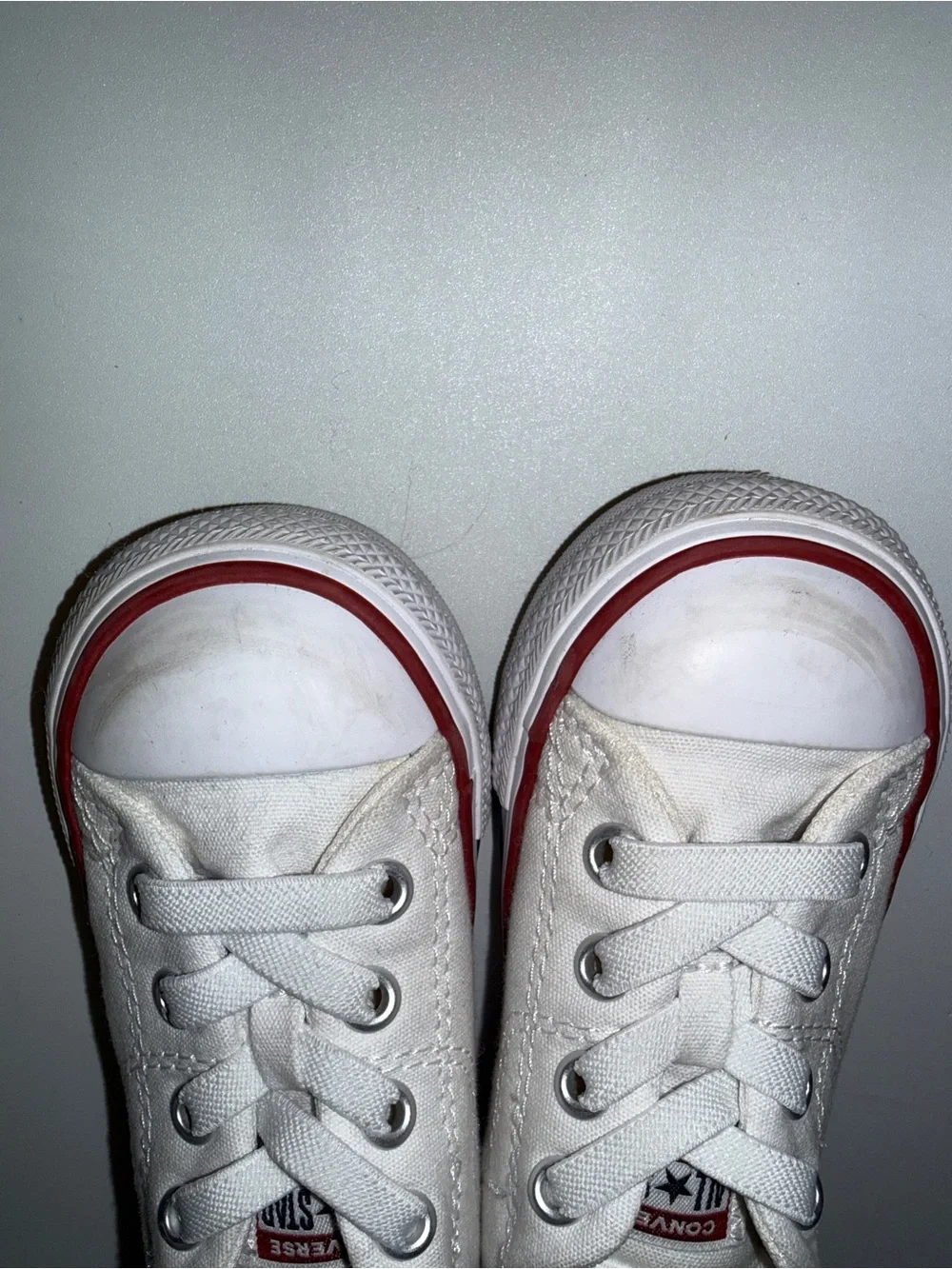 Converse Kids White Canvas Sneakers with Red Trim